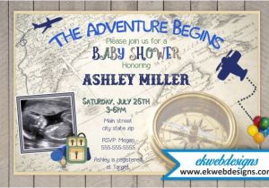 The Adventure Begins Baby Shower Invitations the Adventure Begins Baby Shower Invitation with sonogram