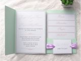 The Mint Wedding Invitations Cheap Simple Mint Green Pocket Lavender Ribbon Wedding