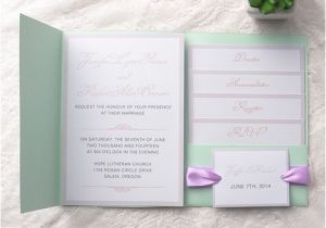 The Mint Wedding Invitations Cheap Simple Mint Green Pocket Lavender Ribbon Wedding