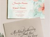 The Mint Wedding Invitations Spring Mint Green and Peach Flower Watercolor Wedding