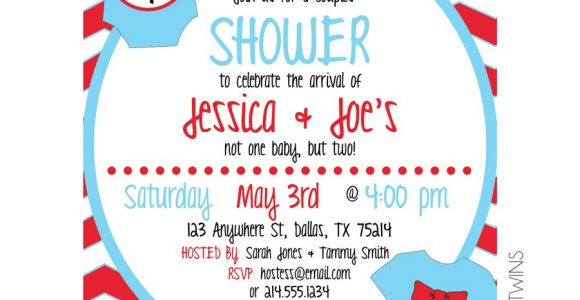 Thing 1 and Thing 2 Baby Shower Invitation Template Thing E Thing Two Baby Shower Invitation