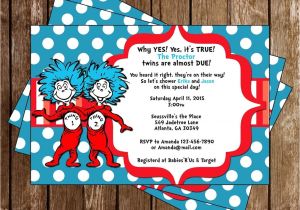 Thing One and Thing Two Baby Shower Invitations Novel Concept Designs Thing 1 and Thing 2 Twins Baby