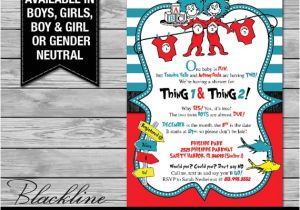 Thing One and Thing Two Baby Shower Invitations Printable Dr Seuss Baby Shower Invitations for E Baby