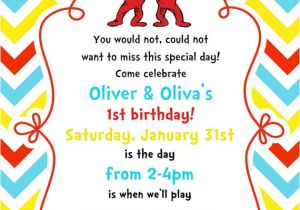 Thing One Thing Two Birthday Invitations Thing 1 and Thing 2 Birthday Invitation Dr by Purplepoppylove