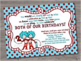 Thing One Thing Two Birthday Invitations Thing 1 and Thing 2 Birthday Party Invitations