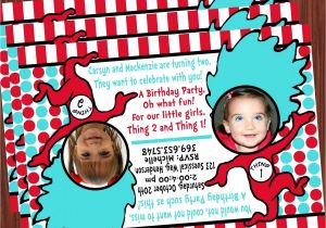Thing One Thing Two Birthday Invitations Thing 1 and Thing 2 Invitation Mimi 39 S Dollhouse