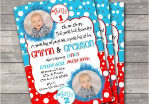Thing One Thing Two Birthday Invitations Twin Thing 1 and Thing 2 Birthday