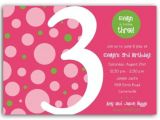 Third Birthday Invitation Quotes Birthday Bubbles Pink Green Third Party Invitations
