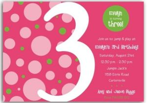 Third Birthday Invitation Quotes Birthday Bubbles Pink Green Third Party Invitations