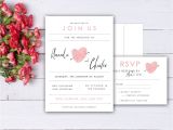 Thumbprint Heart Wedding Invitation Fingerprint Heart Wedding Invitation and Rsvp Card Set Made
