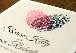 Thumbprint Heart Wedding Invitation Fingerprint Heart Wedding Invitation and Save the Date by
