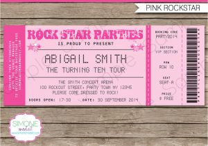 Ticket Birthday Invitation Template Rockstar Birthday Party Ticket Invitations Template Pink