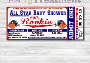 Ticket Invitations for Baby Shower All Star Sports Baby Shower Ticket Invitation by
