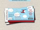 Ticket Invitations for Baby Shower Helicopter Ticket Invitation Baby Shower Birthday Invite