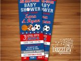 Ticket Invitations for Baby Shower Printable All Star Sports Ticket Baby Shower Invitation