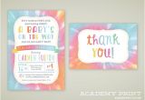 Tie Dye Baby Shower Invitations Printable Tie Dye Baby Shower Invitation and Thank by
