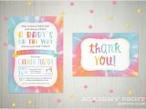 Tie Dye Baby Shower Invitations Printable Tie Dye Baby Shower Invitation and Thank You Note