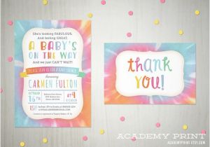 Tie Dye Baby Shower Invitations Printable Tie Dye Baby Shower Invitation and Thank You Note