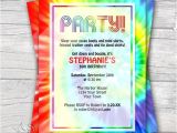 Tie Dye Party Invitations Printable Tie Dye Retro 1960 39 S Editable Pdf Party Invitation