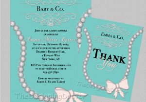 Tiffany and Co Baby Shower Invitations Diamond Necklace Baby and Co Baby Shower Invitaton & Thank
