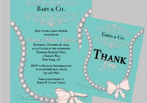 Tiffany and Co Invitations Baby Shower Diamond Necklace Baby and Co Baby Shower Invitaton & Thank
