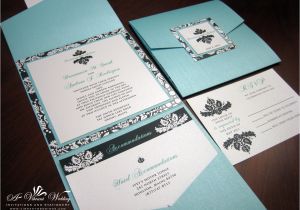 Tiffany Blue Pocket Wedding Invitations Tiffany Blue and Black Wedding Invitation Pocket Fold