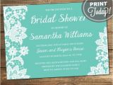 Tiffany Blue Wedding Bridal Shower Invitations Lace Bridal Shower Invitation Wedding Shower Invitation