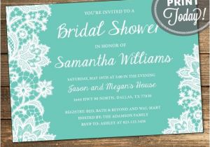 Tiffany Blue Wedding Bridal Shower Invitations Lace Bridal Shower Invitation Wedding Shower Invitation