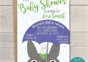 Totoro Party Invitations totoro Baby Shower Invitation 5×7 Rain Blue My Neighbor