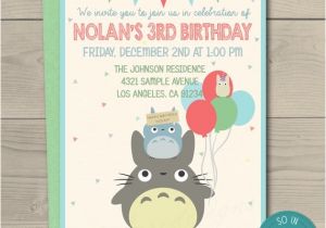 Totoro Party Invitations totoro Birthday Party Invitation themed Balloons My by