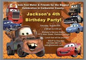 Tow Mater Birthday Invitations Cars Birthday Invitation Mater Invitations Disney Cars