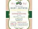 Tractor Baby Shower Invitations Green Farm Tractor Boy Baby Shower Invitation Postcard