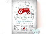 Tractor Baby Shower Invitations Red Tractor Baby Shower Invitation Boy Baby Shower Invitation