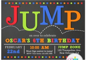 Trampoline Birthday Party Invitations Free Jump Invitation Printable or Printed with Free Shipping