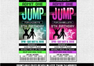 Trampoline Park Birthday Party Invitations Jump Ticket Invitations Bounce House Trampoline Park Neon