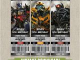 Transformer Birthday Invitations Printable Free Transformers Birthday Ticket Invitation Instant Download