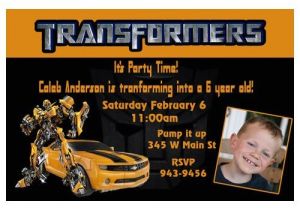 Transformer Birthday Invitations Transformers Bumblebee Custom Birthday Invitation