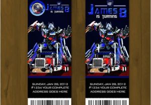 Transformer Party Invitations Optimus Prime Transformers Printable Birthday Ticket