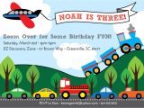 Transportation Birthday Party Invitations Transportation Birthday Invitation Train Plane Automobiles