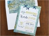 Travel themed Party Invitations Adventure Maps Baby Shower Invite Airplanes Travel theme