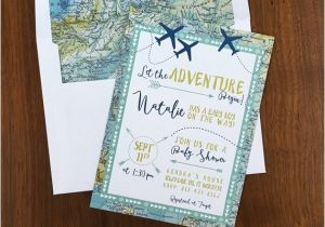 Travel themed Party Invitations Adventure Maps Baby Shower Invite Airplanes Travel theme