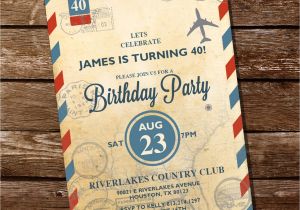 Travel themed Party Invitations Vintage Travel Invitation Travel Invite 30th 40th 50th