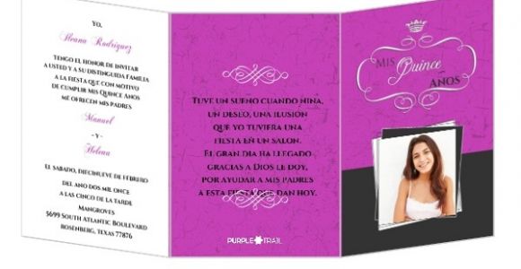 Tri Fold Quinceanera Invitations Fabulous Pink and Gray Tri Fold Quinceanera Invitation
