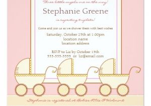 Triplet Baby Shower Invitations Trio Carriage Triplet Girl Baby Shower Invitation 5 25