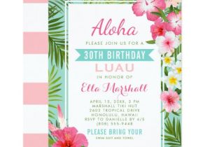 Tropical Party Invitation Template Birthday Luau Invitations Tropical Flowers Zazzle Com