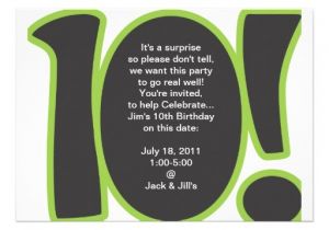 Turning 10 Birthday Invitation Wording 10th Birthday Invite 5" X 7" Invitation Card