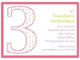 Turning 3 Birthday Invitation Quotes 3rd Birthday Girl Dots Invitations Paperstyle