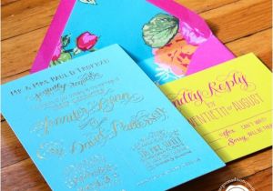 Turquoise and Hot Pink Wedding Invitations Items Similar to Turquoise Hot Pink and Yellow Gold Foil