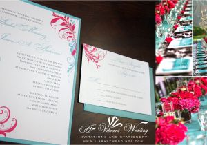 Turquoise and Hot Pink Wedding Invitations June 6 2013 A Vibrant Wedding