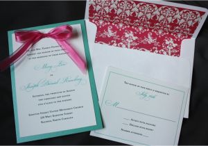 Turquoise and Hot Pink Wedding Invitations Lagoon Turquoise White Wedding Invitations with Hot Pink
